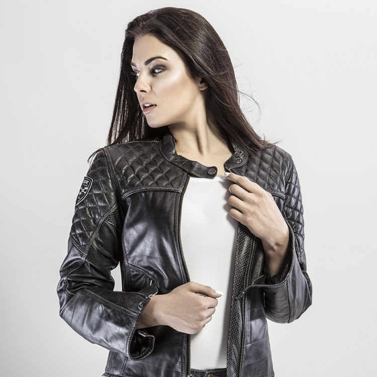 4SR dámské Jeans Lady kevlarové kalhoty na motorku a bunda Scrambler Petroleum