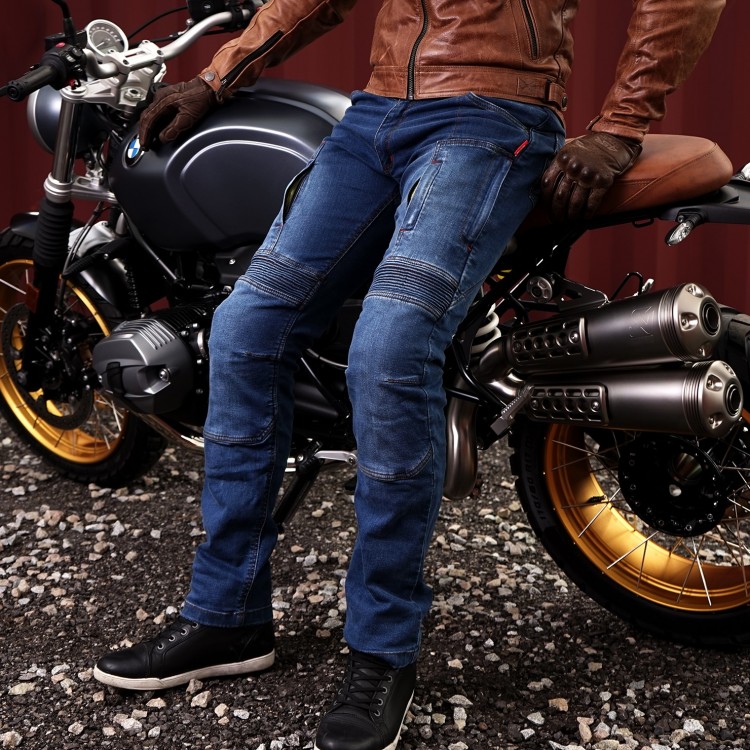 4SR pánské kevlarové jeans Club Sport, rukavice Monster Brown, bunda Scrambler Cognac