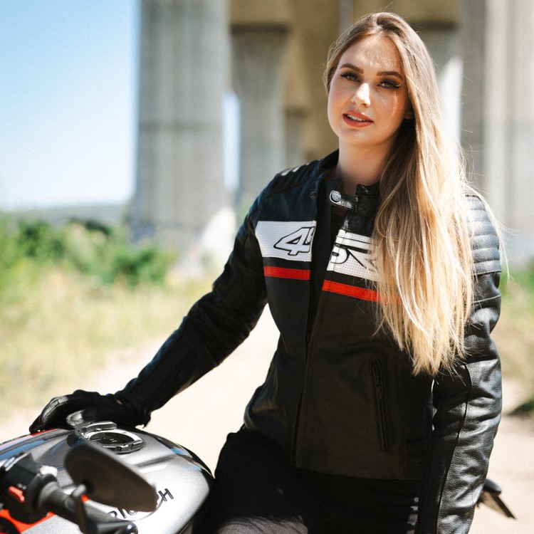 4SR dámská bunda na motorku Roadster Lady III Red & kalhoty GTS Lady