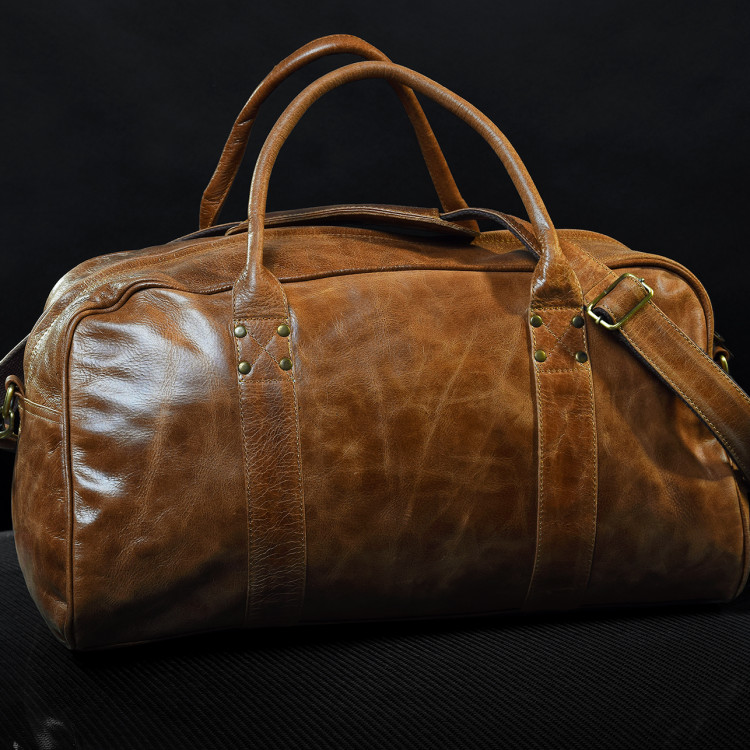 4SR kožená, cestovní taška Cognac s popruhem