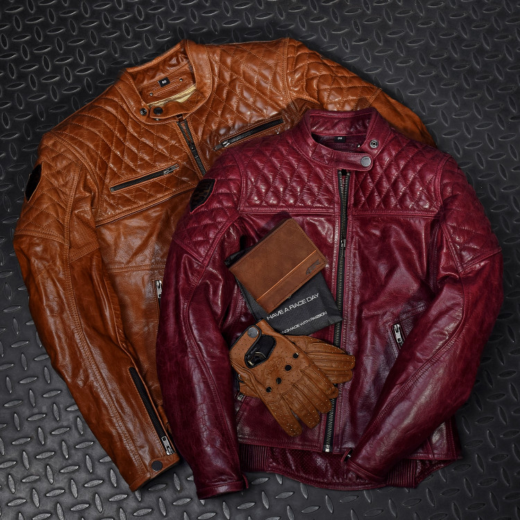4SR luxusní dámská bunda a motorku Scrambler Lady Wine + Scrambler Cognac