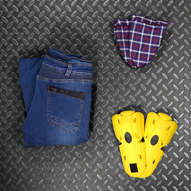 4SR pánské kevlarové jeans Club Sport špičkové chrániče Safe Tech na kolenou certifikované dle nejvyšší normy EN 1621-1:2012 LEVEL 2 T+