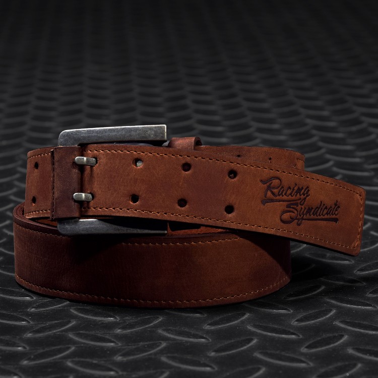 4SR hnědý kožený pásek Double