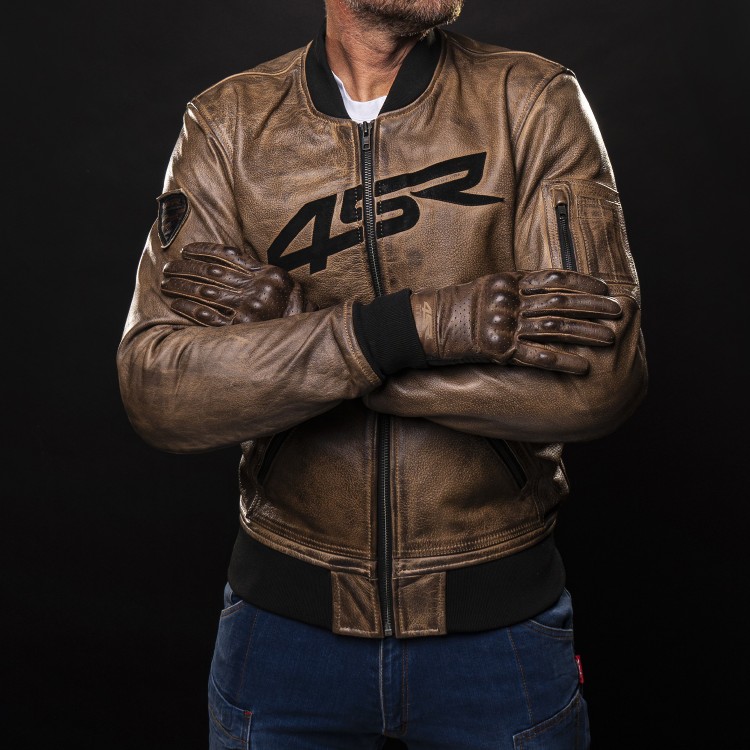 4SR kožená bunda Bomber Jacket Brown Patina