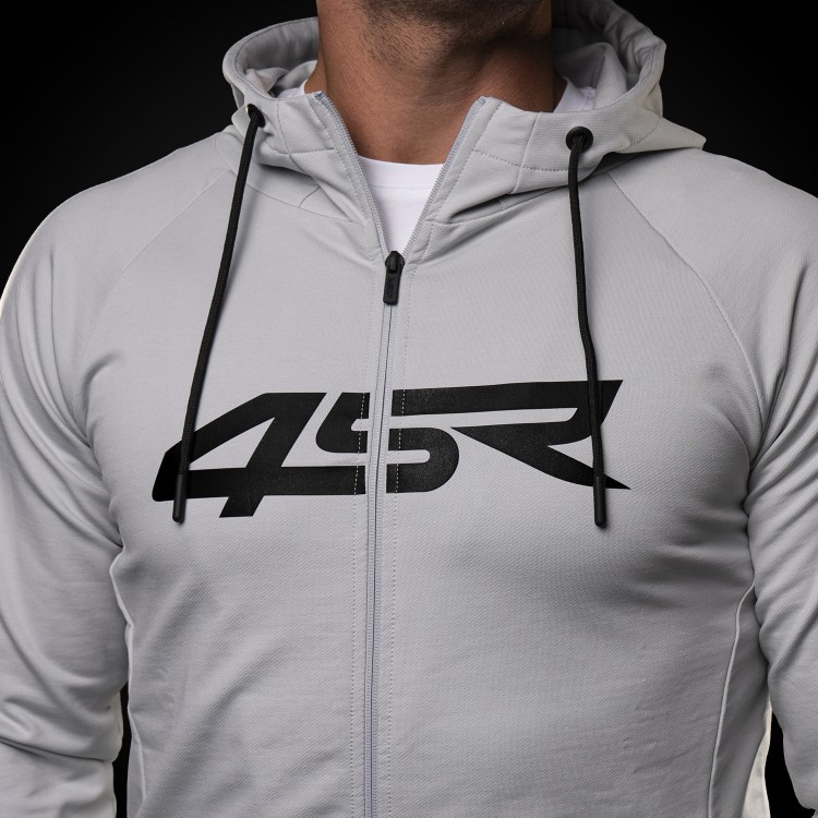 4SR mikina s kapucí Hoodie Logo Zip Grey detail loga