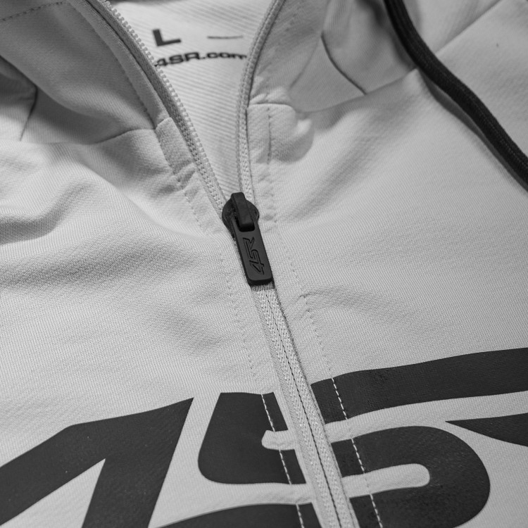 4SR mikina s kapucí Hoodie Logo Zip Grey detail zipu