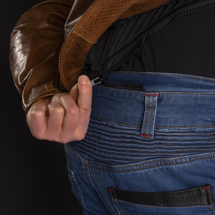 4SR Scrambler Cognac II – luxusní stylová motocyklová bunda - možnost připnutí moto kalhot krátkým zipem