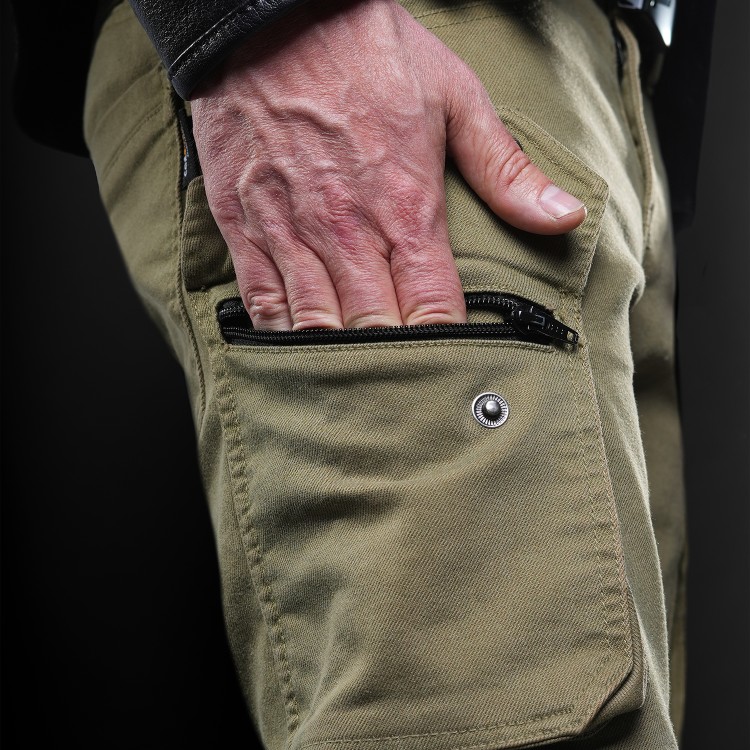 4SR motorcycle jeans Tourismo Green - side pocket