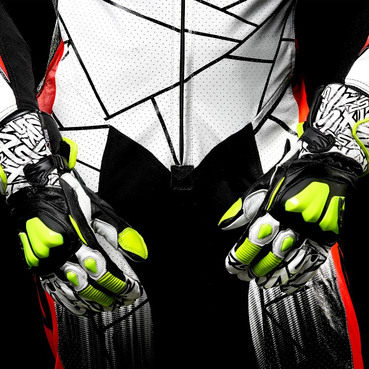 4SR sportovní motorkářské rukavice RR Aramid Core White