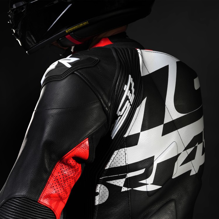 Dvoudílná motocyklová kombinéza 4SR RR Pista AR - zádový panel z jednoho dílu