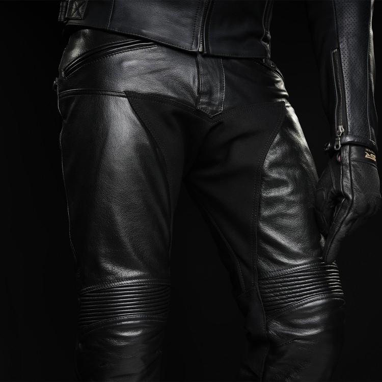 4SR pánské kožené kalhoty na motorku Roadster Lady V2 - flex panely nad koleny