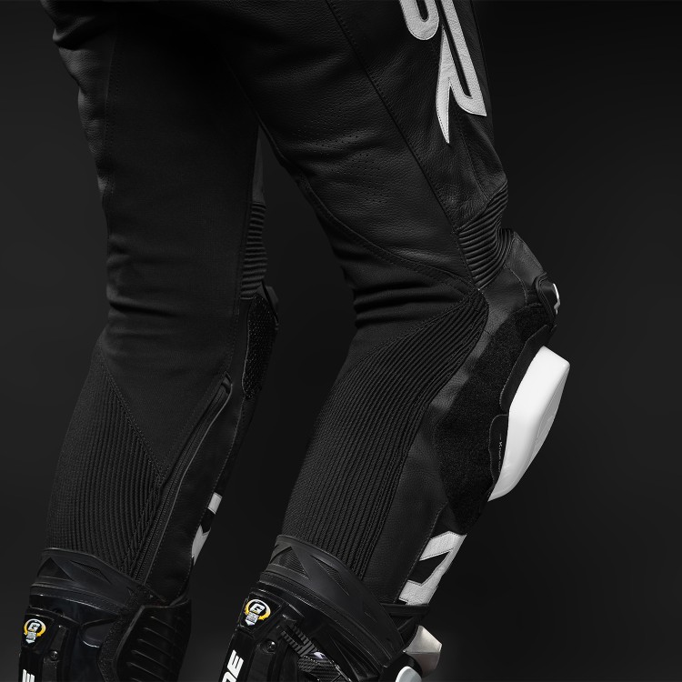 4SR kožené kalhoty na motorku se slidery TR 3 Evo BW - aramidová streč