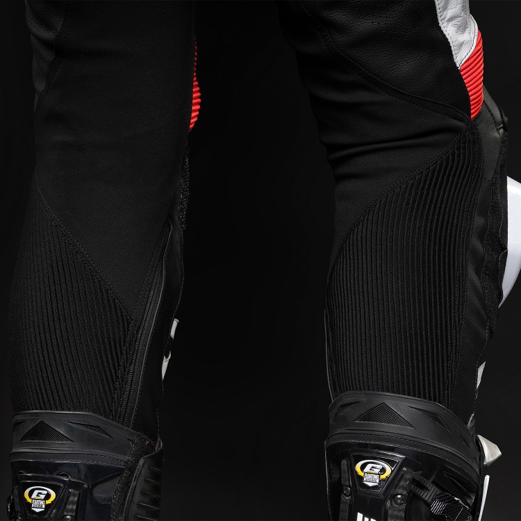 4SR kožené kalhoty na motorku se slidery TR 3 Evo Neon - flexibilní streč