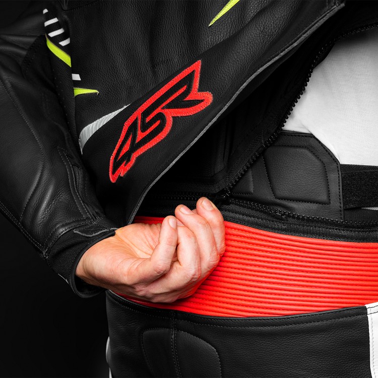 4SR kožené kalhoty na motorku se slidery TR 3 Evo Neon - spojení s bundou