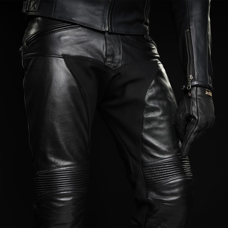 4SR pánské kožené kalhoty na motorku Roadster Lady V2 - flex panely nad koleny