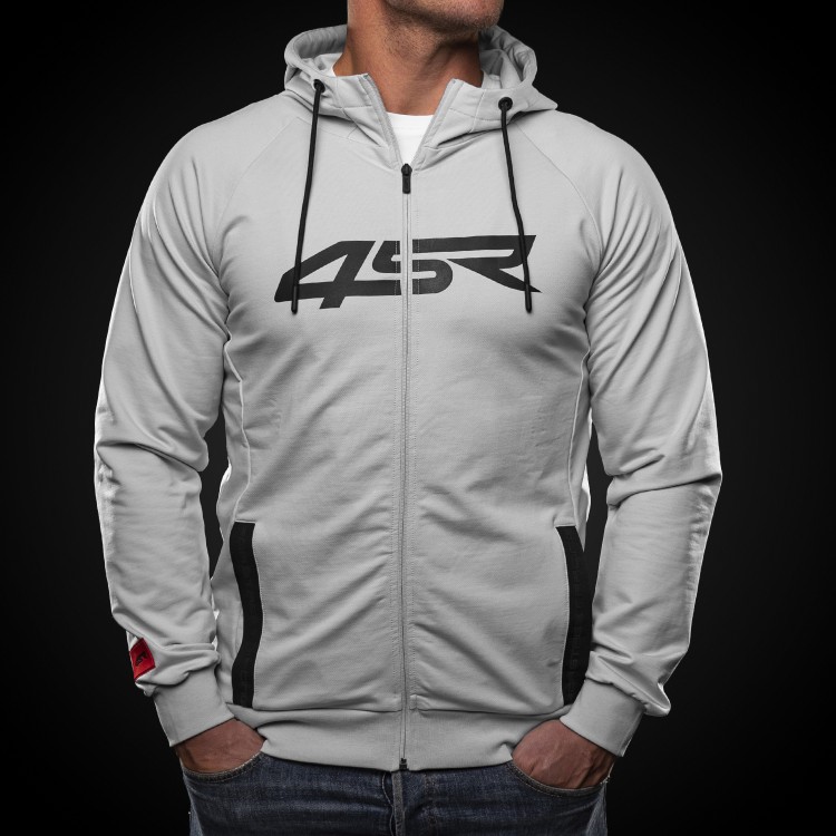 4SR mikina s kapucí Hoodie Logo Zip Grey přední pohled