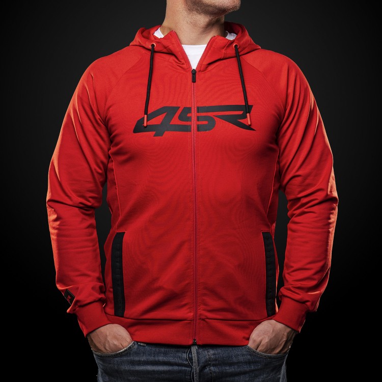 4SR Mikina Hoodie Logo Zip Red - pohled zepředu