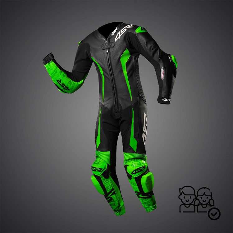 4SR dětská jednodílná kombinéza Racing Junior Green AR