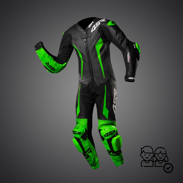 4SR dětská jednodílná kombinéza Racing Junior Green AR